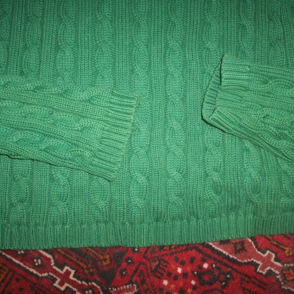 Vintage LL Bean Women's Size Small Cotton Thick Cable Knit Sweater Forest Green - Picture 12 of 12